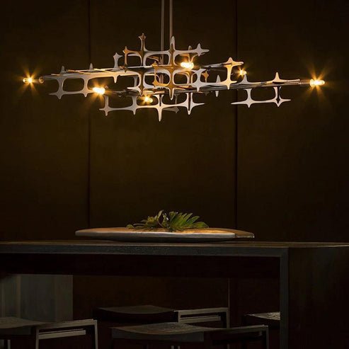 Linear Pendant Light Fixture In Stainless Steel - Lightings Menu