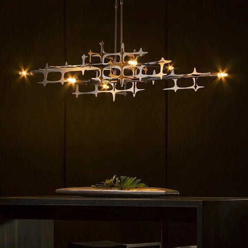 Linear Pendant Light Fixture In Stainless Steel - Lightings Menu