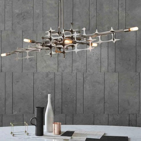 Linear Pendant Light Fixture In Stainless Steel - Lightings Menu