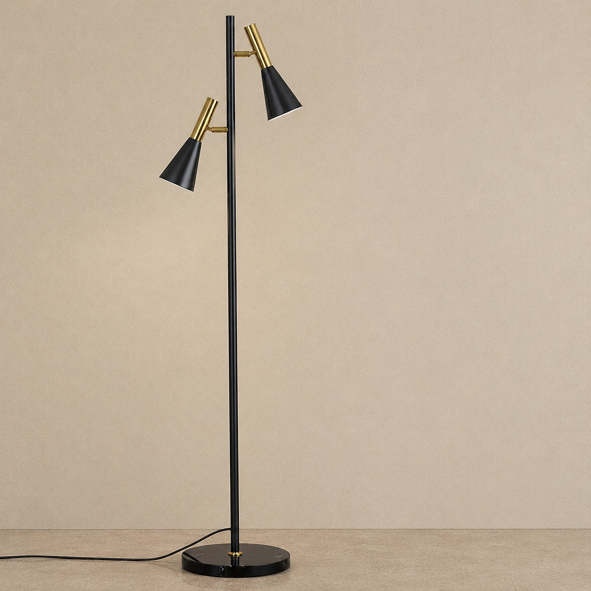 Marble and Iron Floor Lamp with Rotating Shade