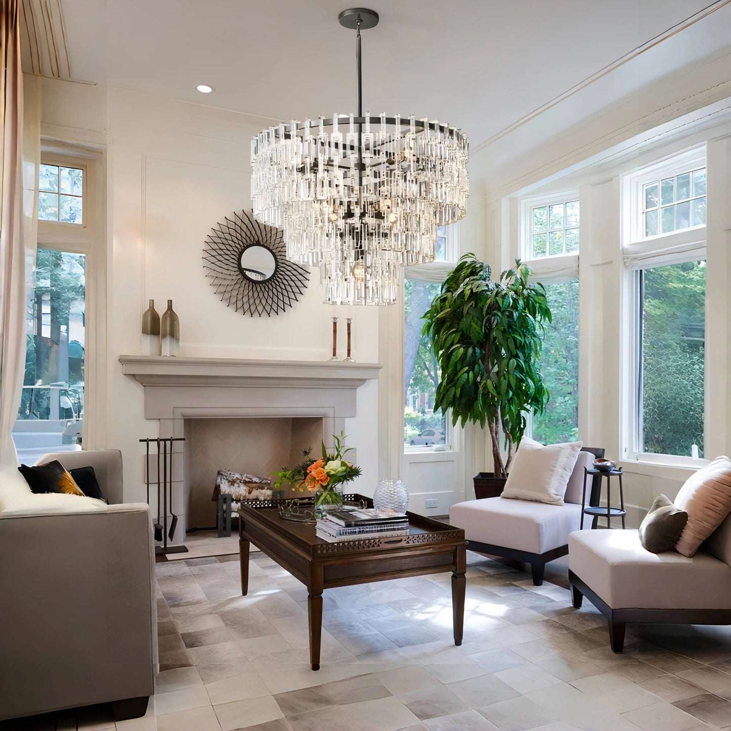 Marigan Modern Tiered Round Crystal Chandelier 36'', 48", 60"