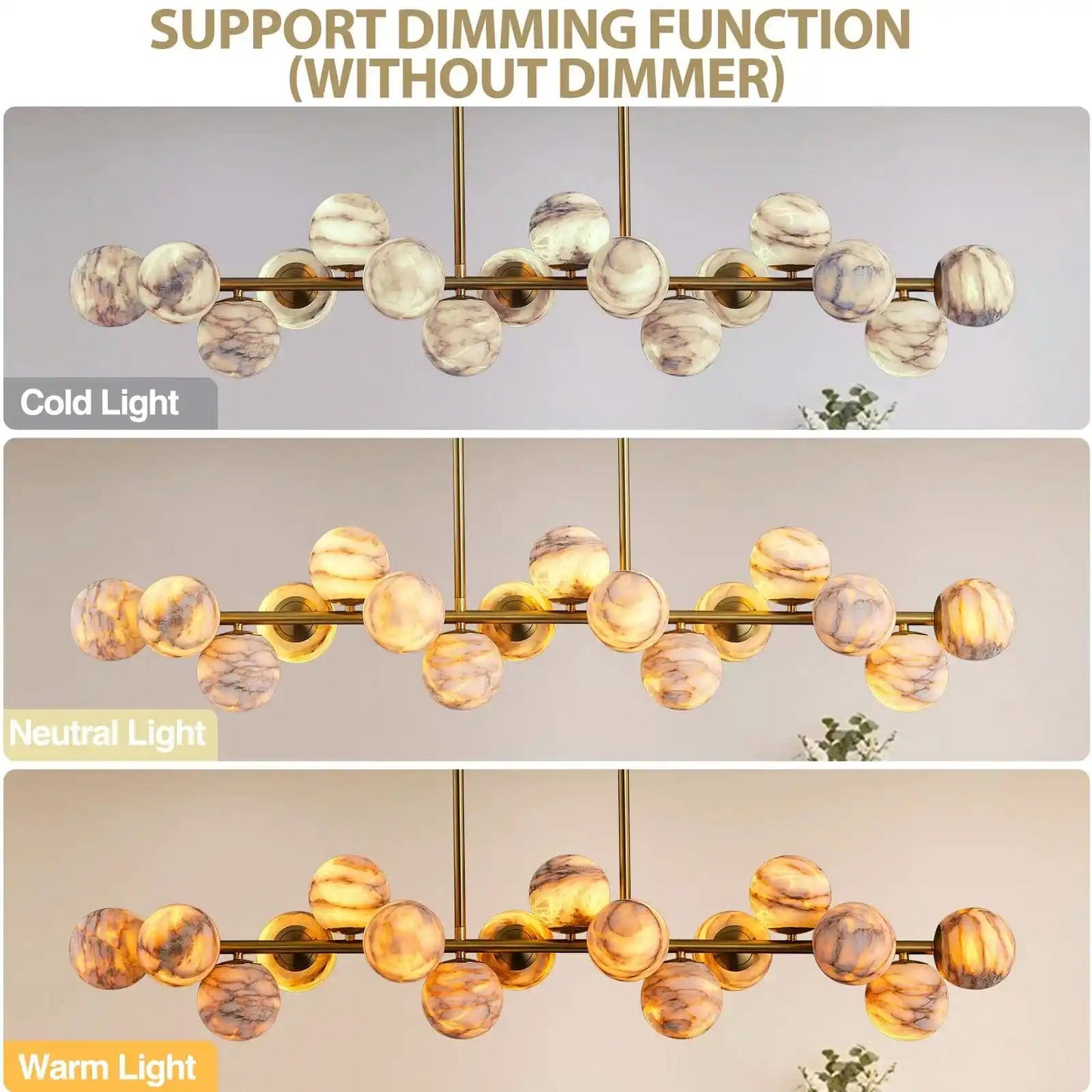Mid Century Modern Sputnik 12 Light Gold Alabaster Globe Chandelier