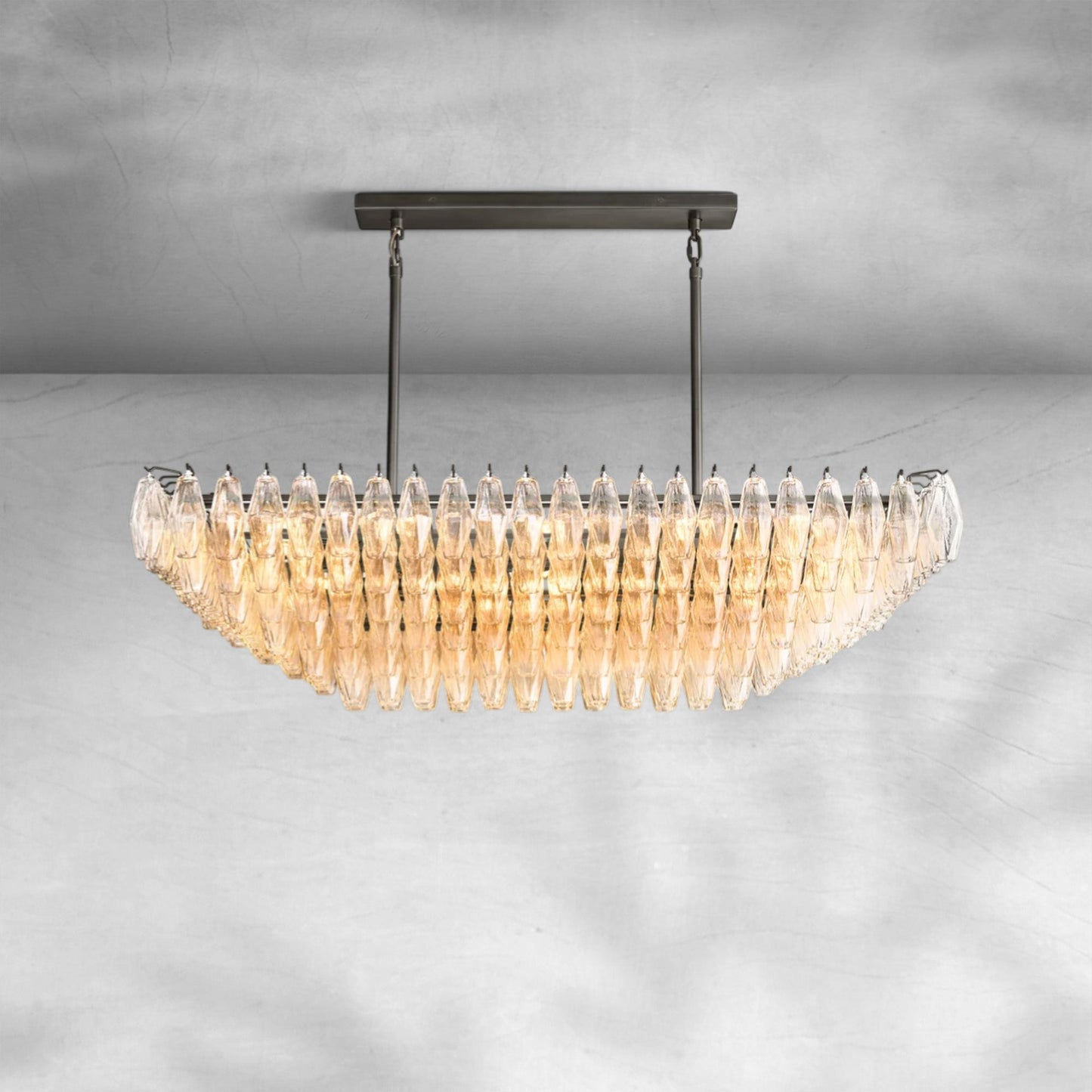 Cyra Clear Glass Tired Rectangular Chandelier 54"74"