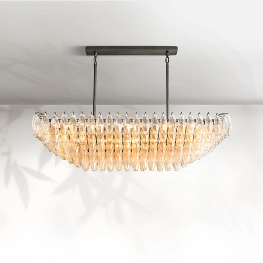 Chiaravalle Glass Tired Rectangular Chandelier