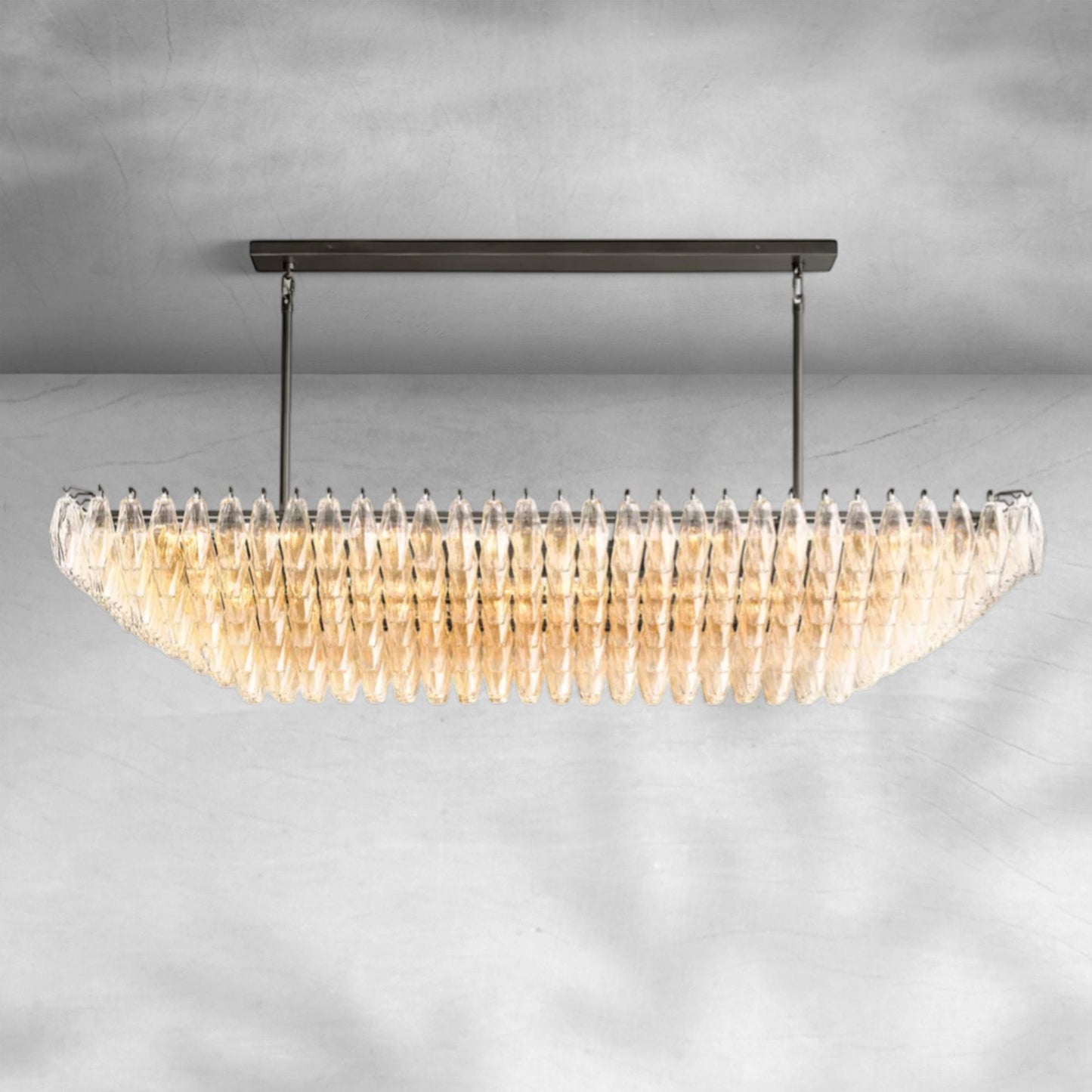 Cyra Clear Glass Tired Rectangular Chandelier 54"74"