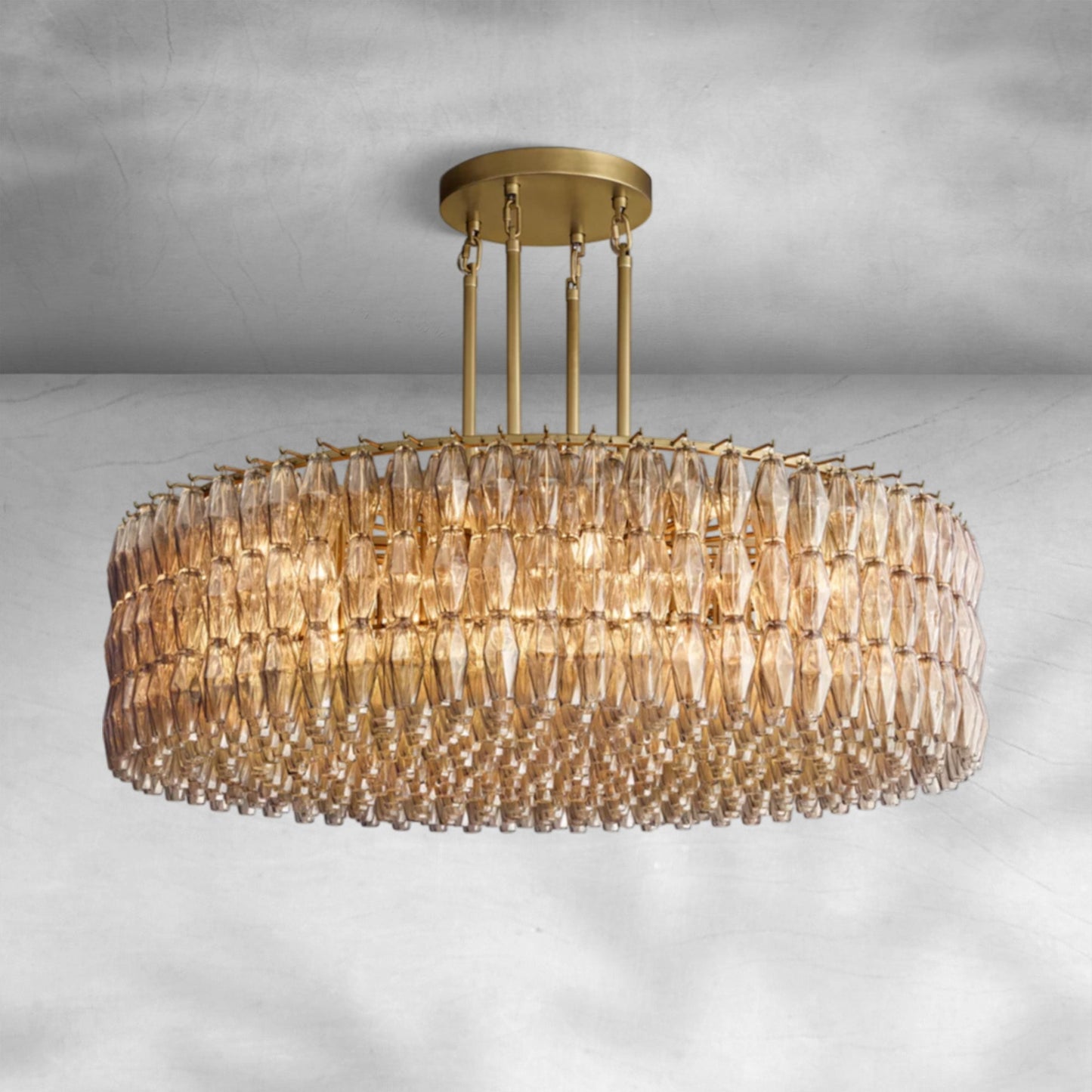 Cyra Smoke Glass Round Chandelier