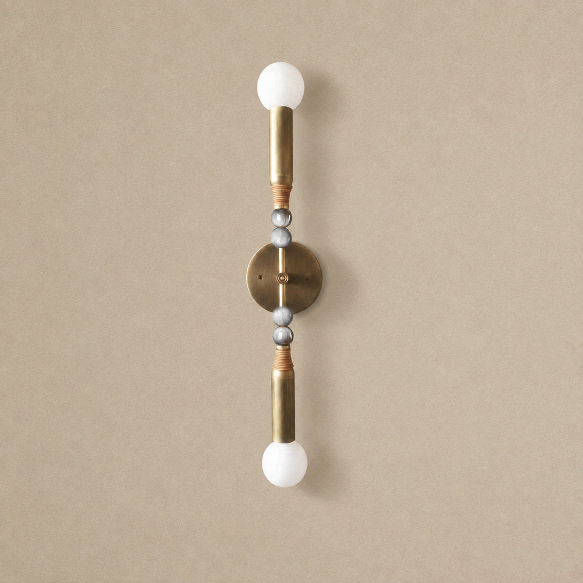 Toam Wall Lamp, 5.9-Inch, Antique Brass & Green Marble for Living Room