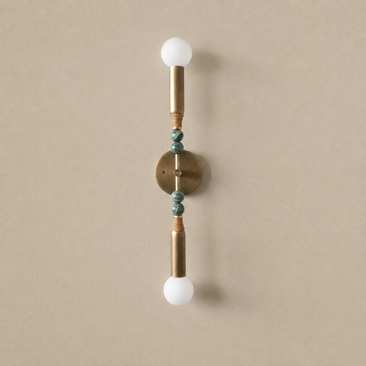 Toam Wall Lamp, 5.9-Inch, Antique Brass & Green Marble for Living Room