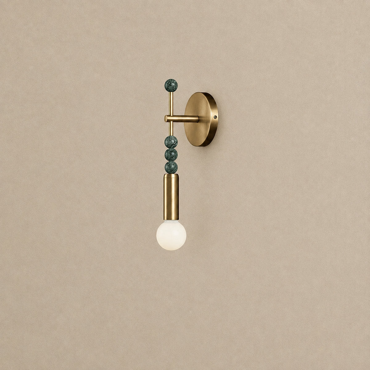 Toam Wall Lamp, 5.9-Inch, Antique Brass & Green Marble for Living Room