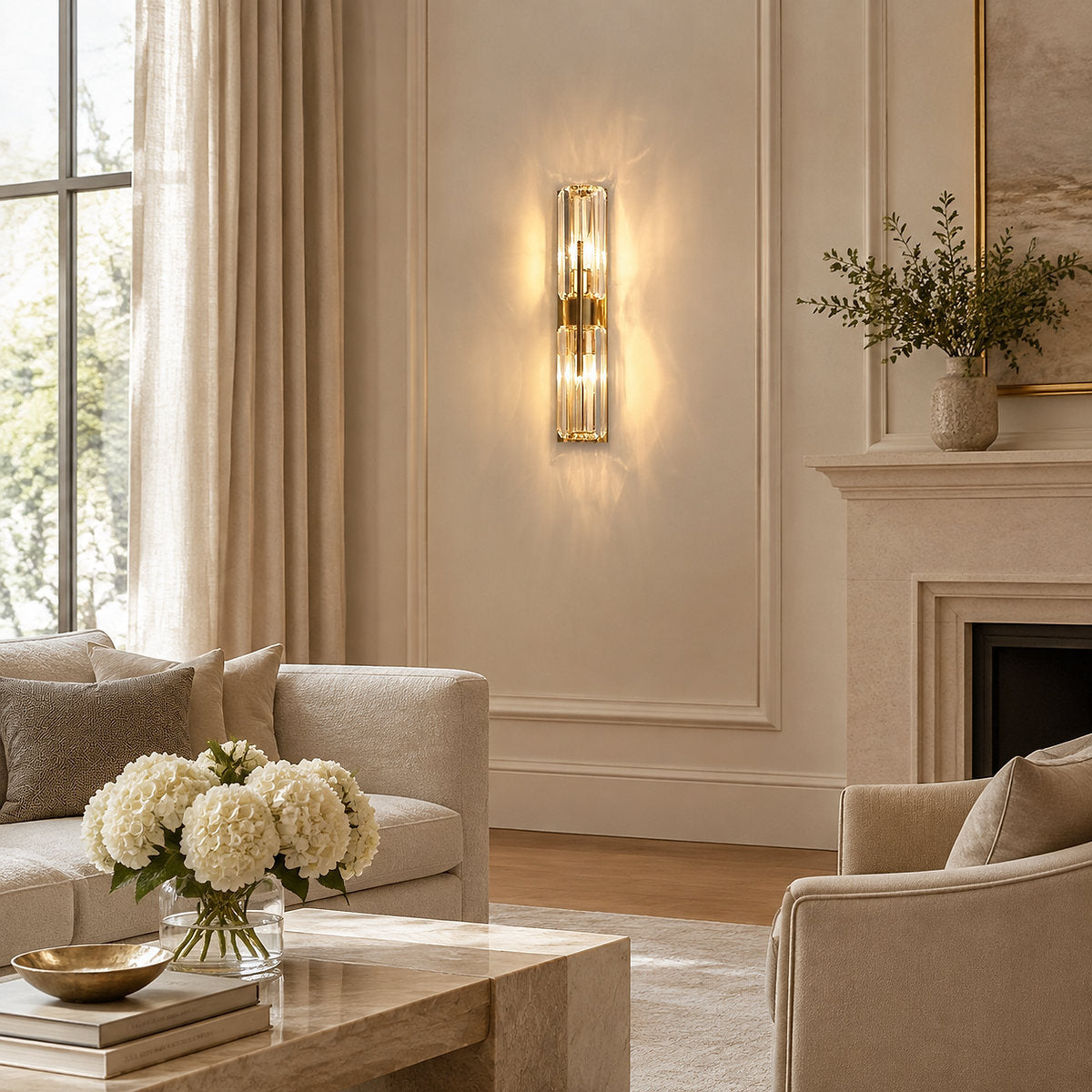 Torch Wall Lamp, 5.9-Inch x H 19.7-Inch, Gold, Warm Light for Living Room