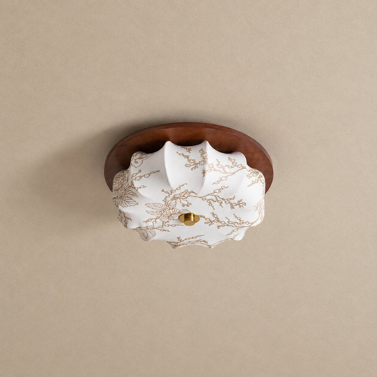 Tricolordeer Lotus Flush Mount Walnut Ceiling Lamp