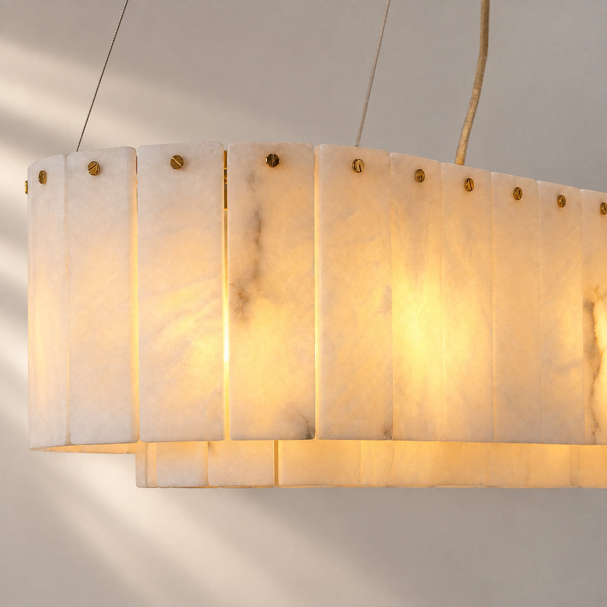 Tricolordeer Natural Alabaster 14-Light Linear Chandelier