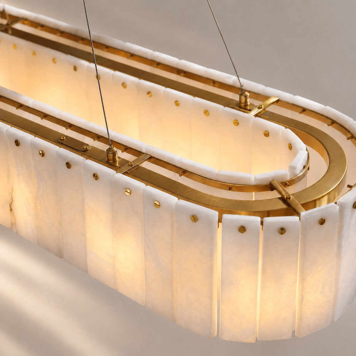 Tricolordeer Natural Alabaster 14-Light Linear Chandelier