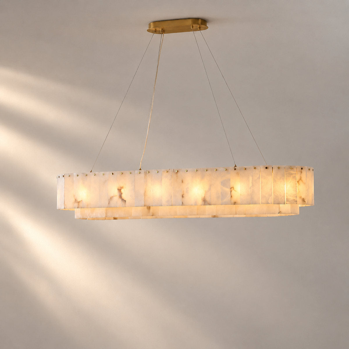 Tricolordeer Natural Alabaster 14-Light Linear Chandelier