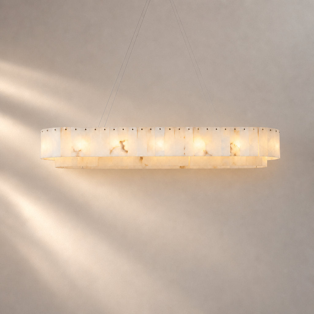 Tricolordeer Natural Alabaster 14-Light Linear Chandelier
