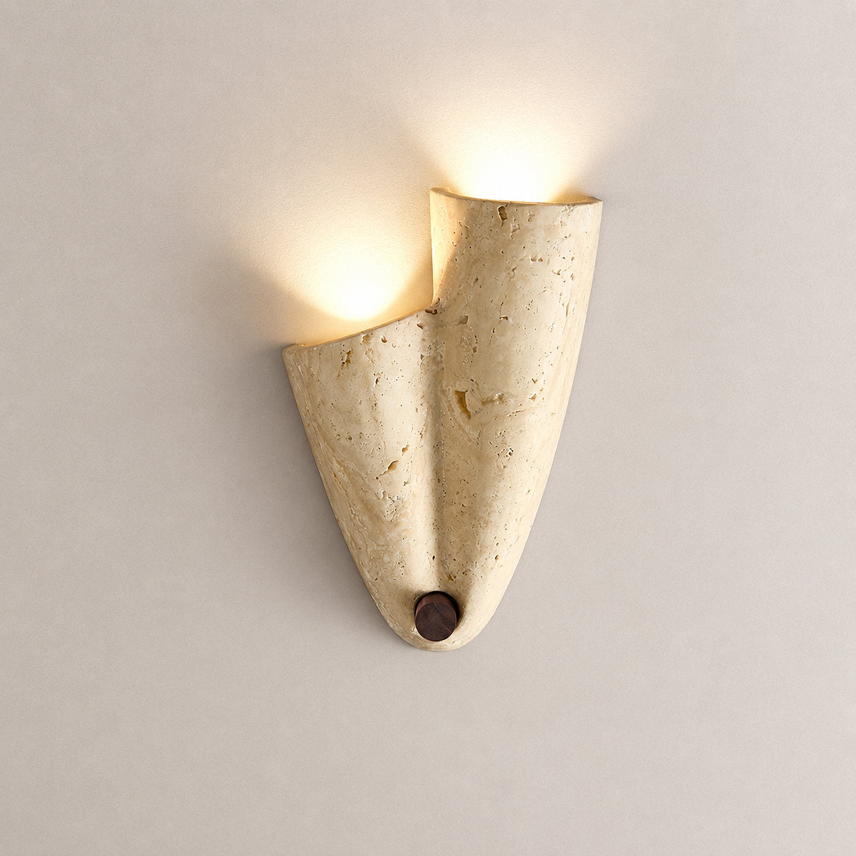 Velo Draped Stone Wall Lamp, 7.5-Inch x H 10.6-Inch, Yellow Travertine for Living Room & Dining Room