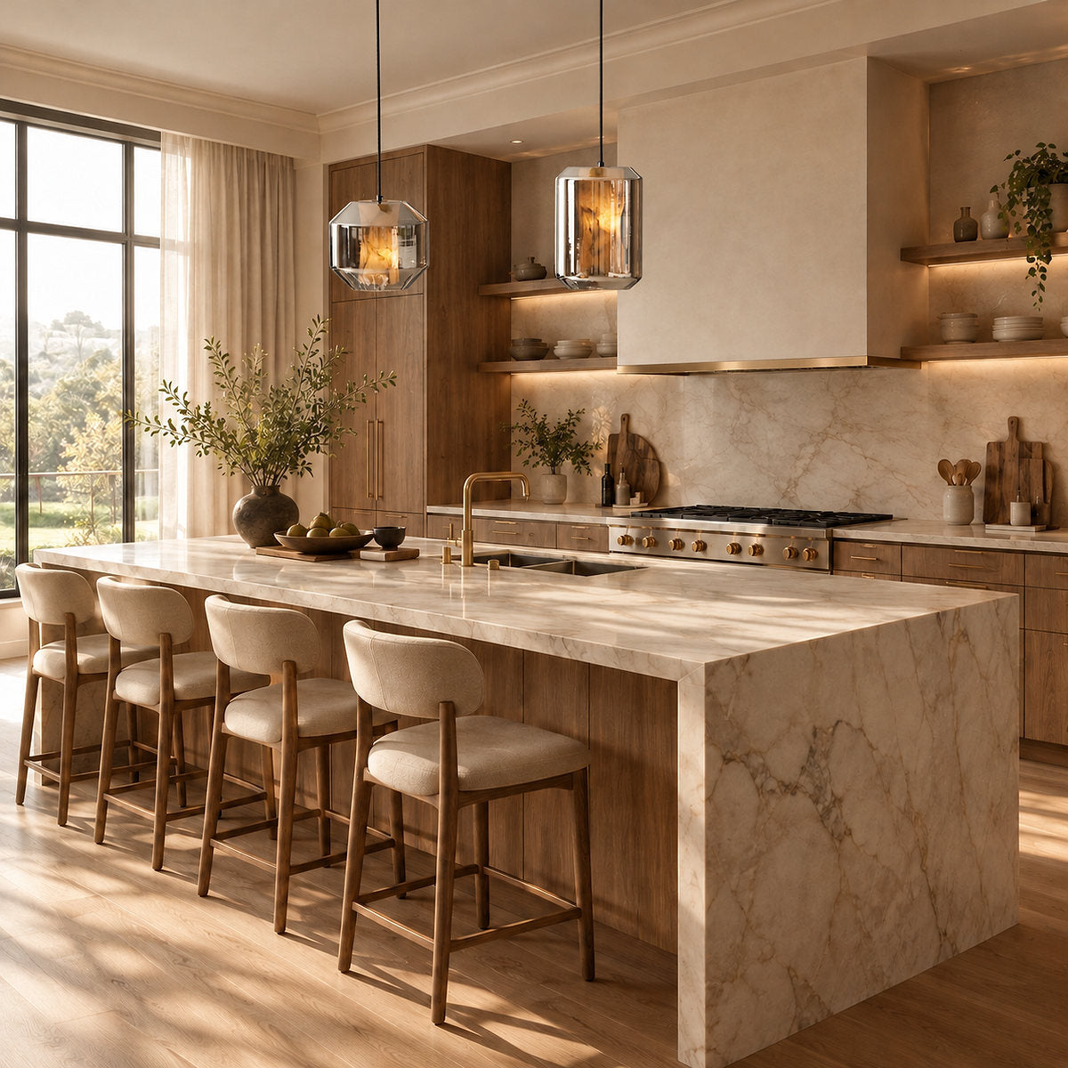 Cylinder Pendant Light in Alabaster and Glass