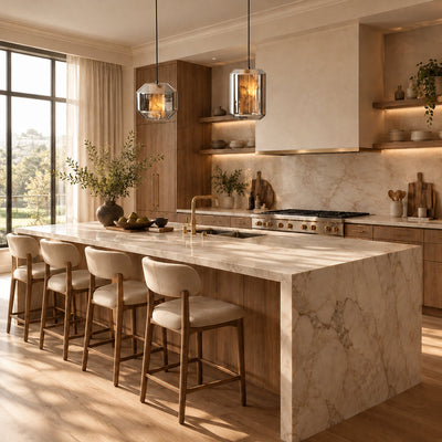 Cylinder Pendant Light in Alabaster and Glass