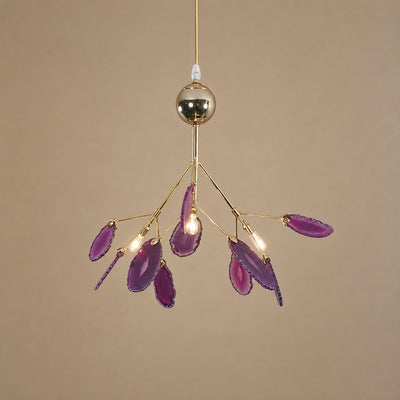 Rose Gold Chandelier with Natural Stone Slices