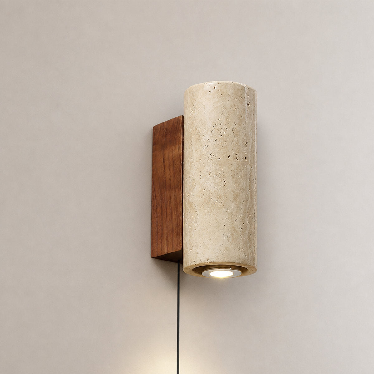 Blend Plug-in Wall Lamp, 2.6-Inch x H 9.1-Inch, Walnut, Warm Light & US Plug for Bedroom & Living Room