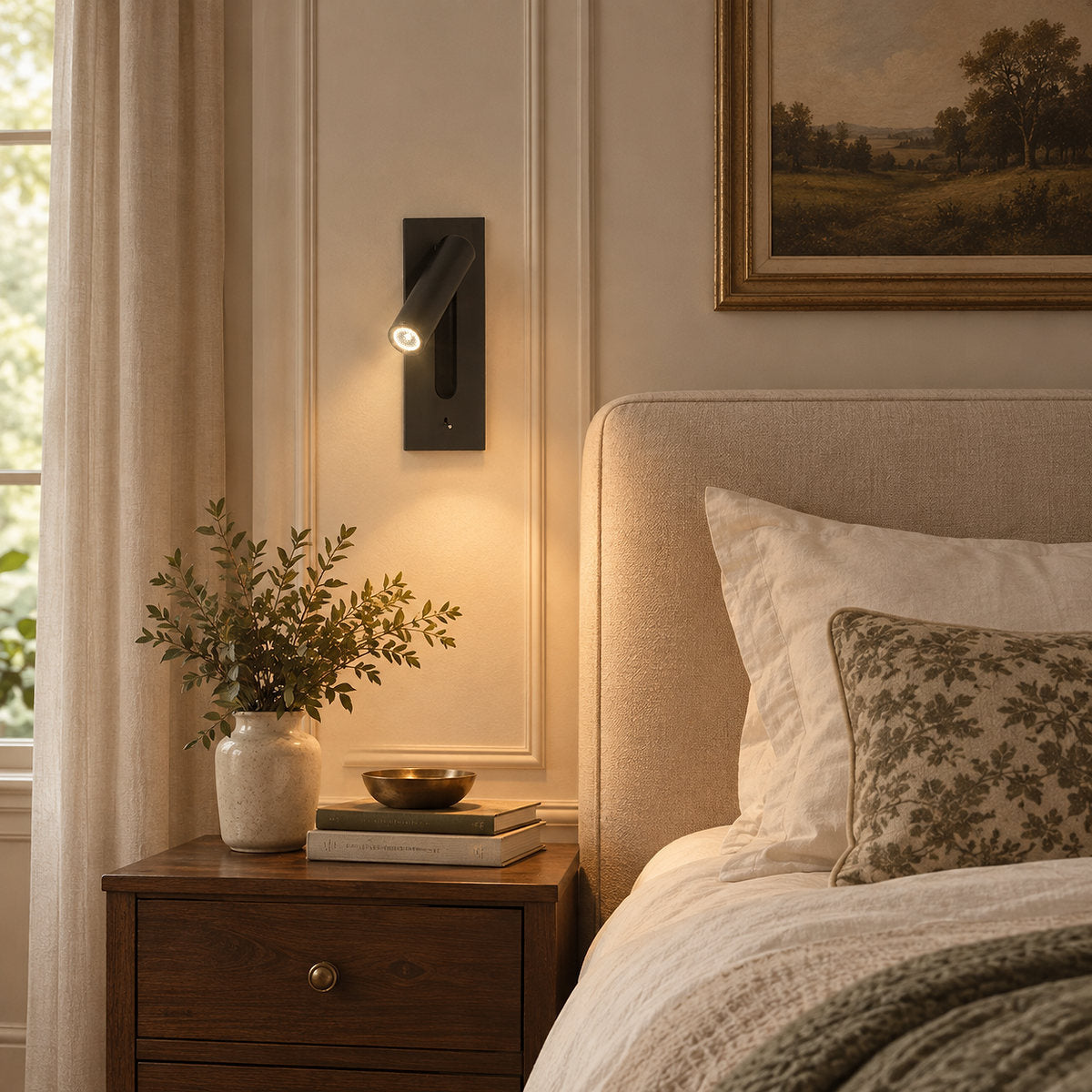 Folded Back Bedside Wall Lamp, 3.1-Inch x H 7.2-Inch, Bronze for Bedroom & Living Room