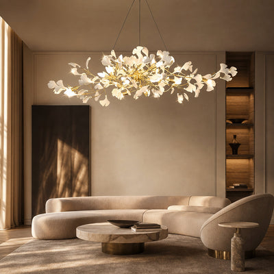 Porcelain Leaf Horizontal Branch Chandelier