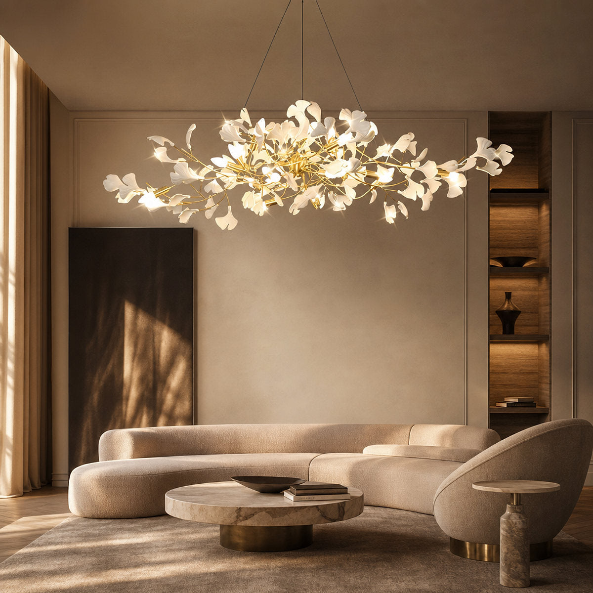 Porcelain Leaf Horizontal Branch Chandelier
