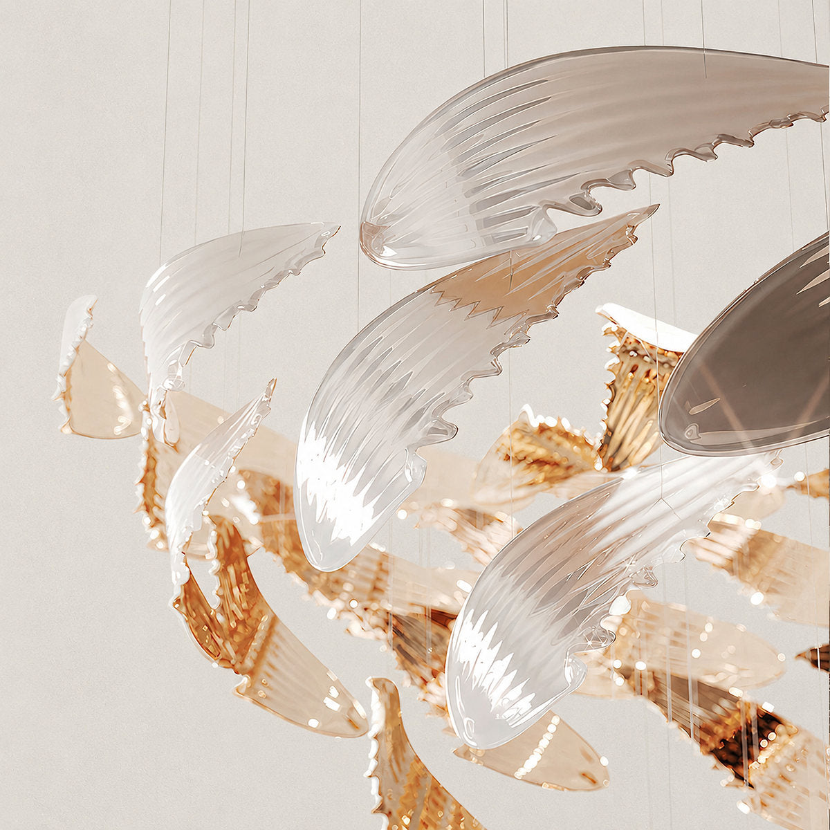 Tricolordeer Layered Glass Round LED Chandelier