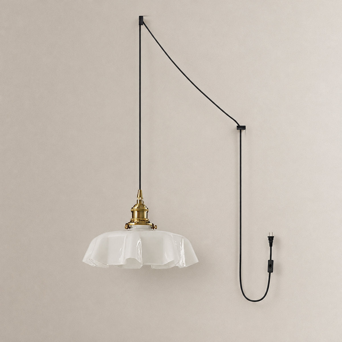 Pleated Glass Dome Swag Pendant Light