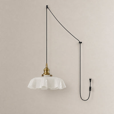 Pleated Glass Dome Swag Pendant Light