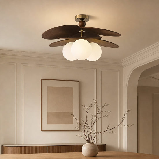 Aurelian Bloom Ceiling Fan Light, 19.7~23.6-Inch x H 11.8-Inch, Dark walnut & White for Living Room