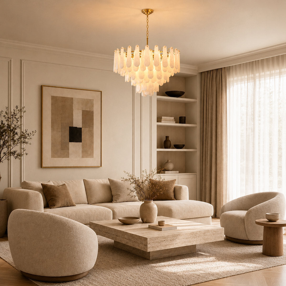 Tricolordeer Alabaster Petal Chandelier