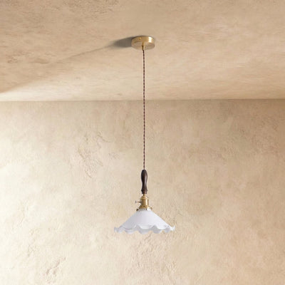Modern Walnut and Brass Pendant Light