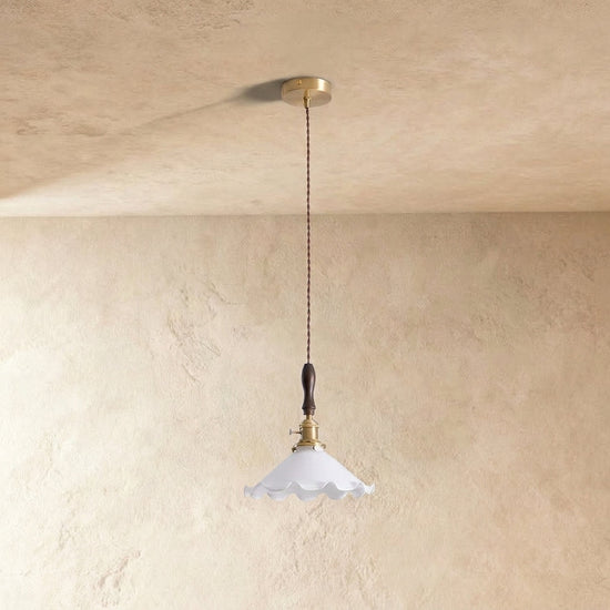 Modern Walnut and Brass Pendant Light