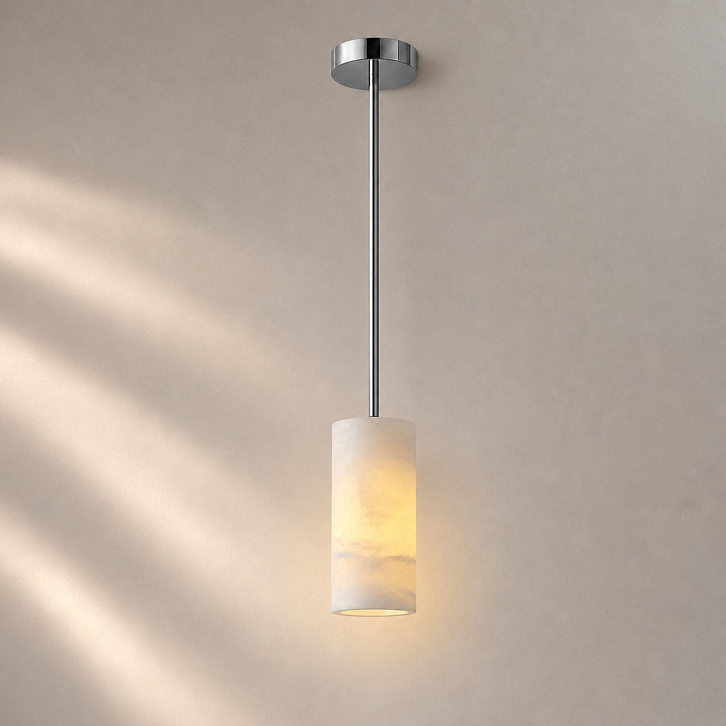 Tricolordeer Three-Light Alabaster Chandelier Nickel