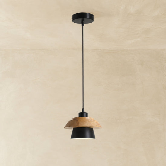 Minimalist Nordic Wood Metal Pendant Light for Dining Room & Living Room