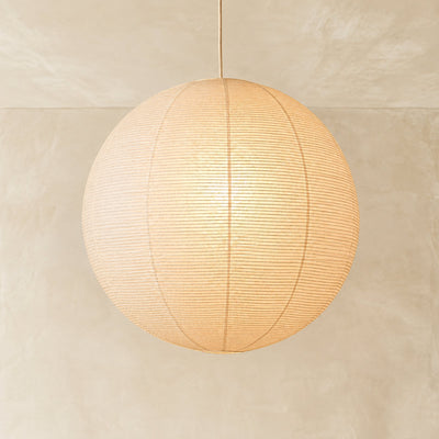 Round Sculptural Bamboo Pendant Light Warm Light for Dining Room & Bedroom
