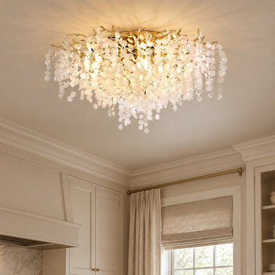 Frosted Glass Disc Branch Ceiling Lamp