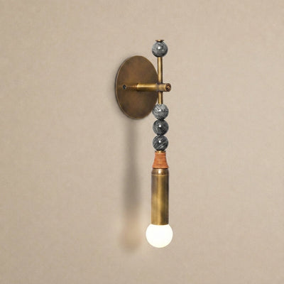 Toam Wall Lamp, 5.9-Inch, Antique Brass & Green Marble for Living Room