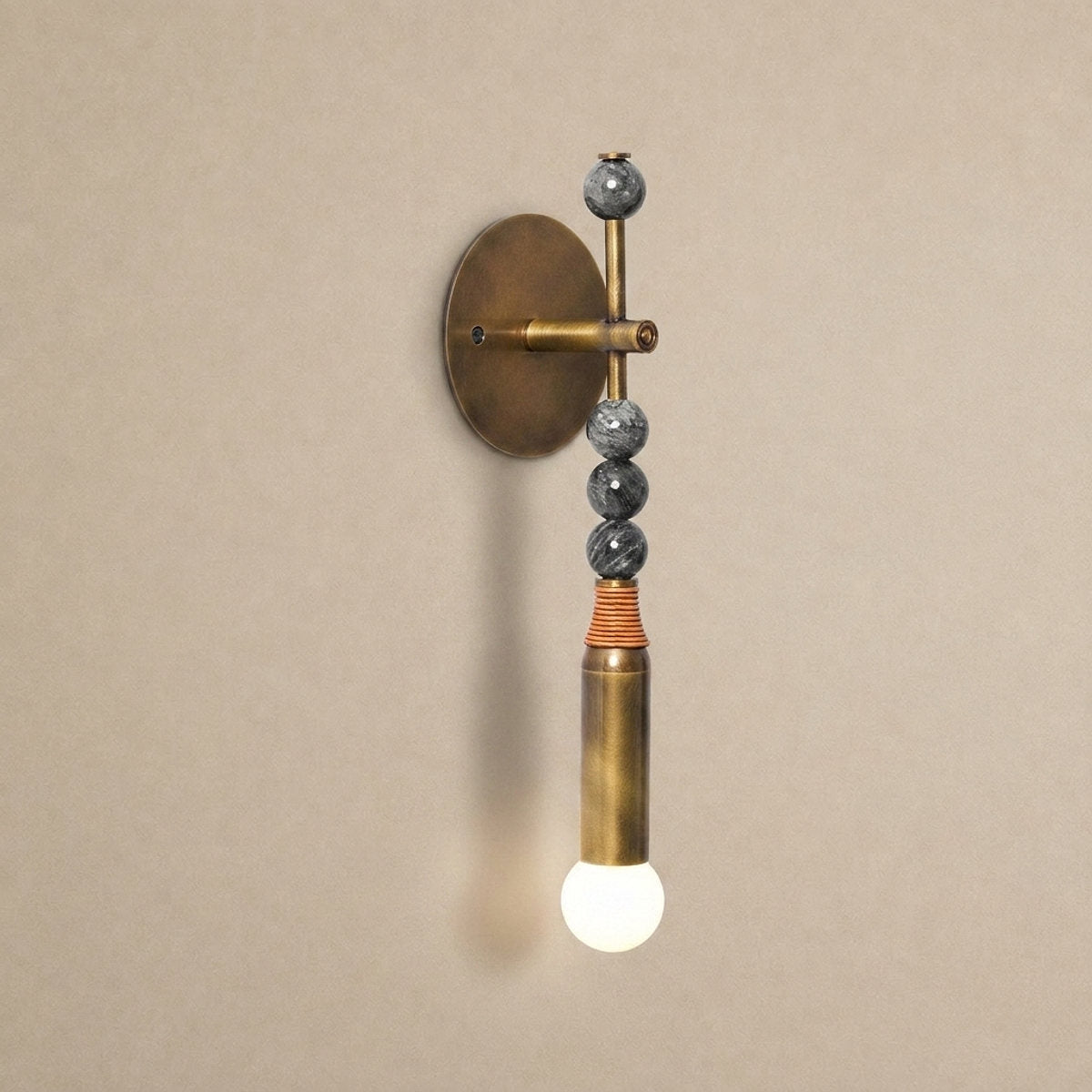 Toam Wall Lamp, 5.9-Inch, Antique Brass & Green Marble for Living Room