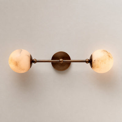 Celestial Double Alabaster Wall Lamp, 4.7-Inch x H 4.7~23.6-Inch, Antique Bronze & White, Warm Light for Living Room & Dining Room