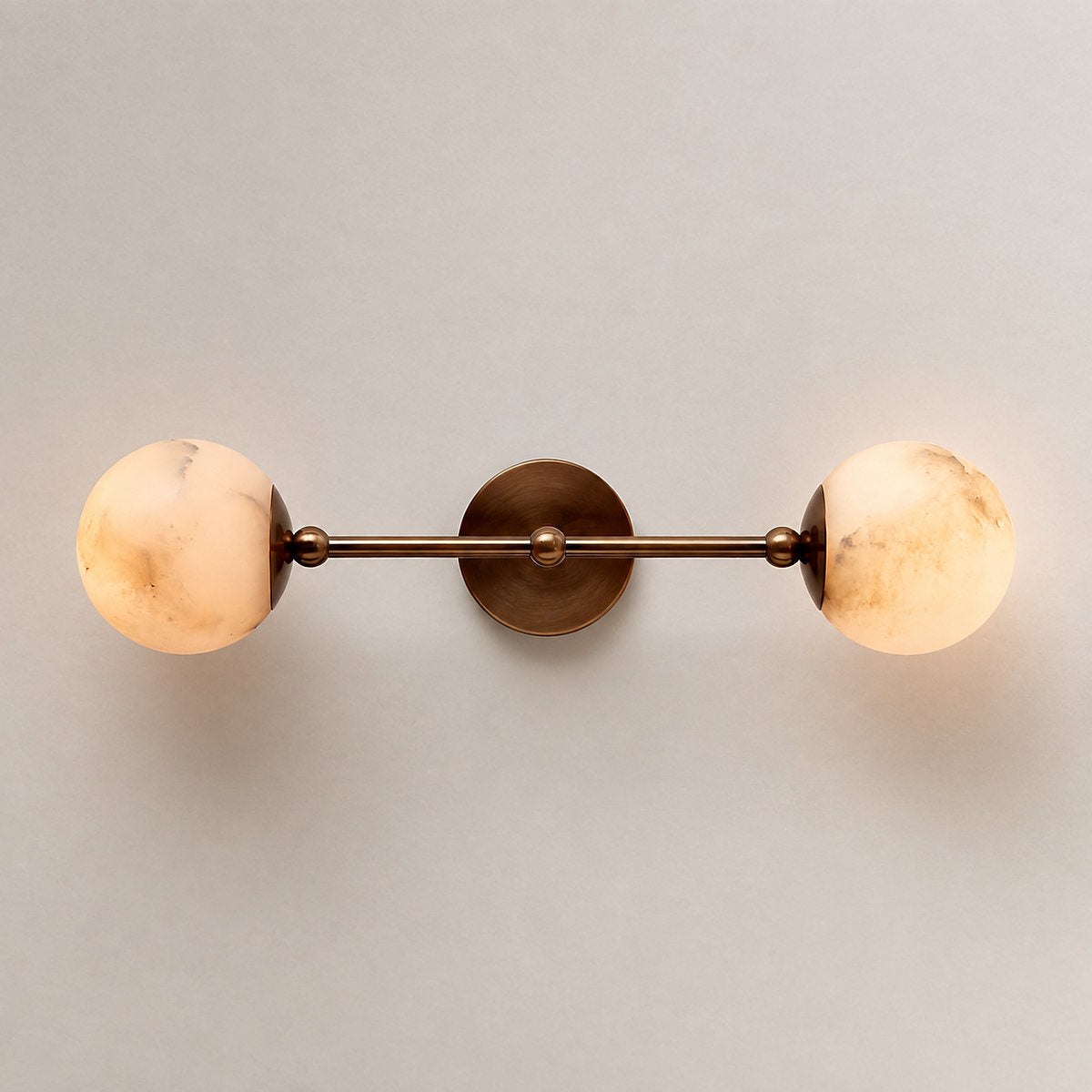 Celestial Double Alabaster Wall Lamp, 4.7-Inch x H 4.7~23.6-Inch, Antique Bronze & White, Warm Light for Living Room & Dining Room
