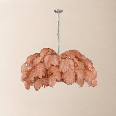 Tricolordeer Layered Plume Brass Chandelier