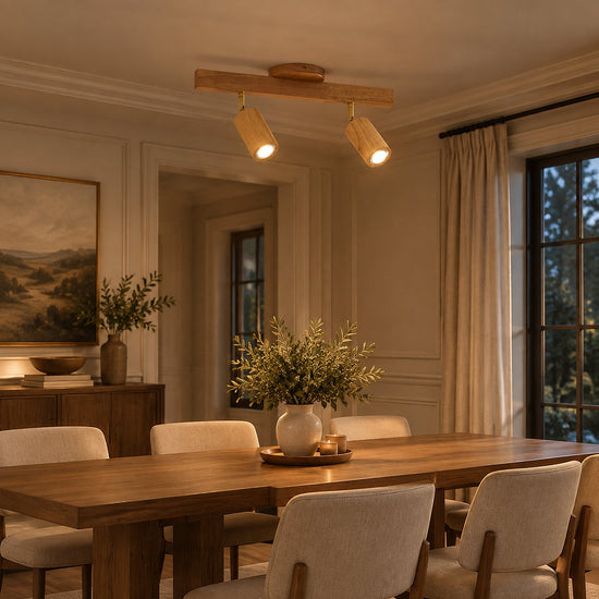 Natural Wood Beam Light Spotlight, L 5.1~47.2-Inch x H 8.7-Inch, Wood, Warm Light for Living Room & Bedroom