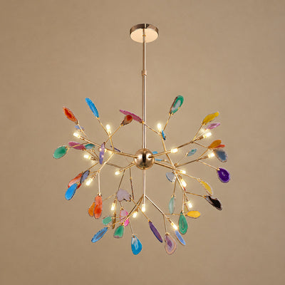 Rose Gold Chandelier with Natural Stone Slices