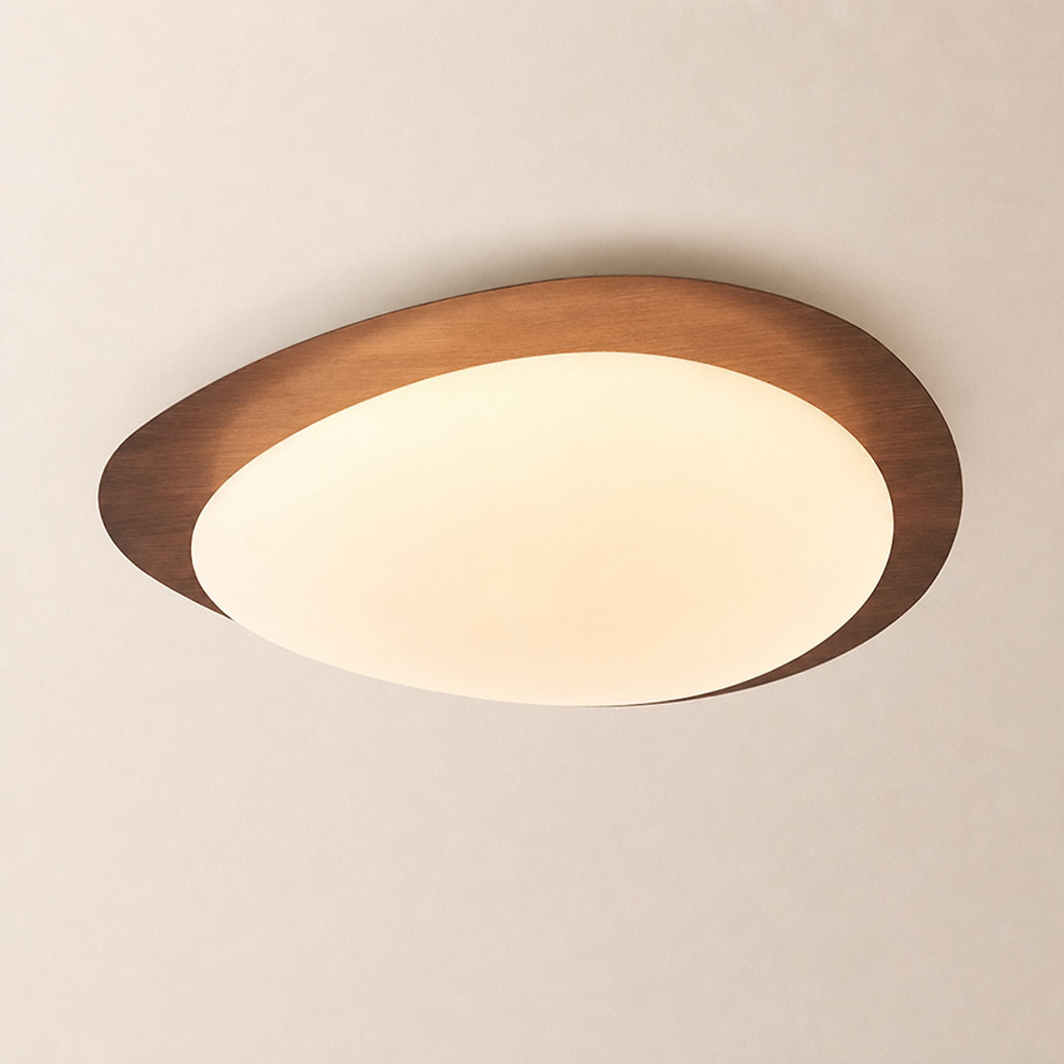 Pebble Metal Ceiling Light, 11.8~22.8-Inch x H 3.1-Inch, Artistic Walnut Grain Effect, Triac Warm Dimming for Living Room