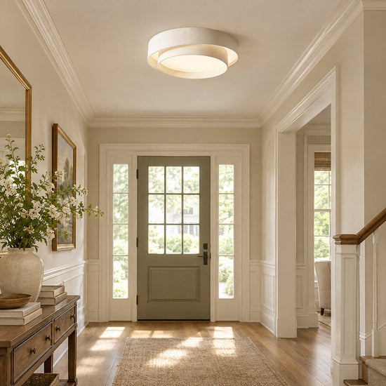 Melody Ceiling Light, 15.7-Inch x H 5.5-Inch, White, Warm Light for Living Room & Bedroom