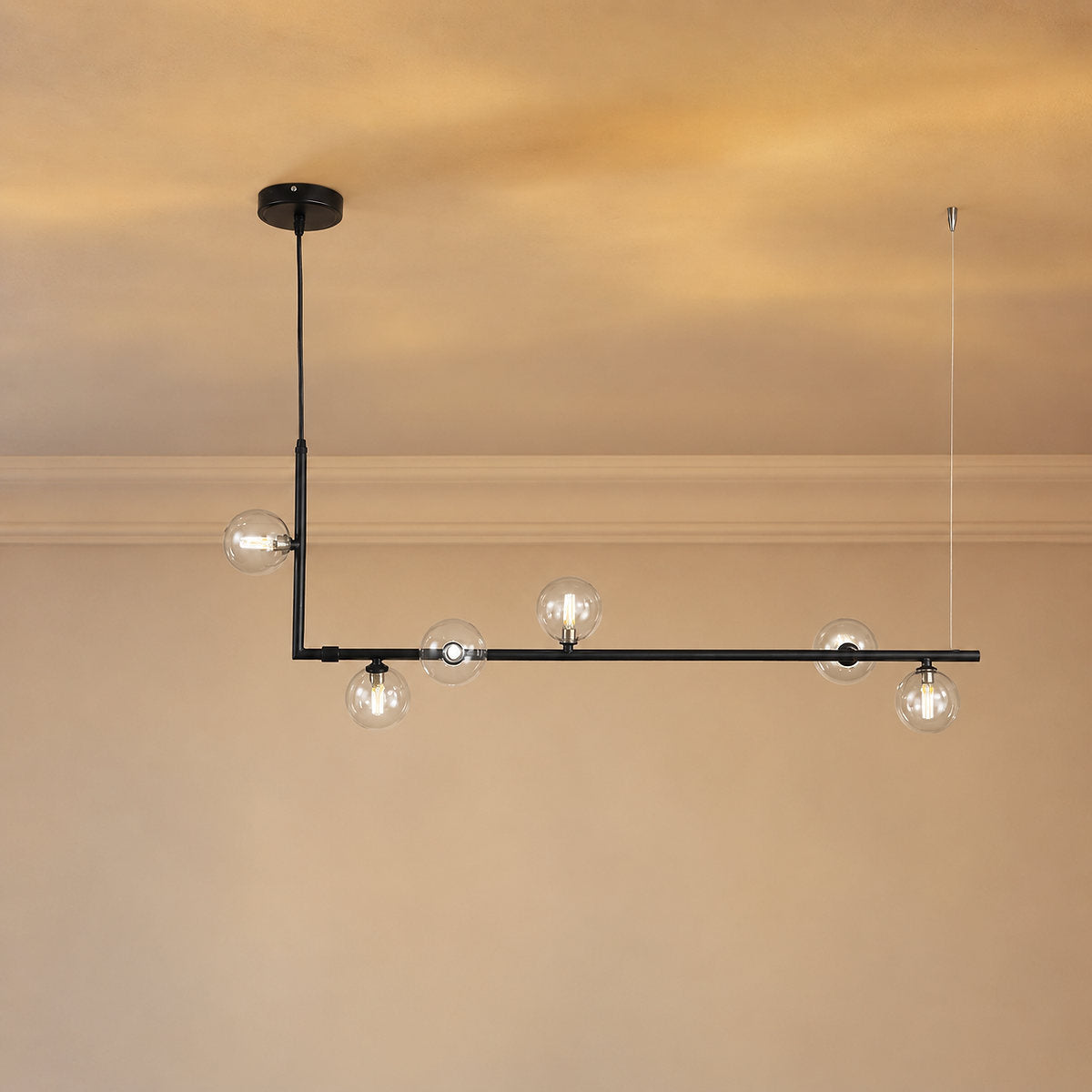 Geometric Linear Glass Sphere Chandelier