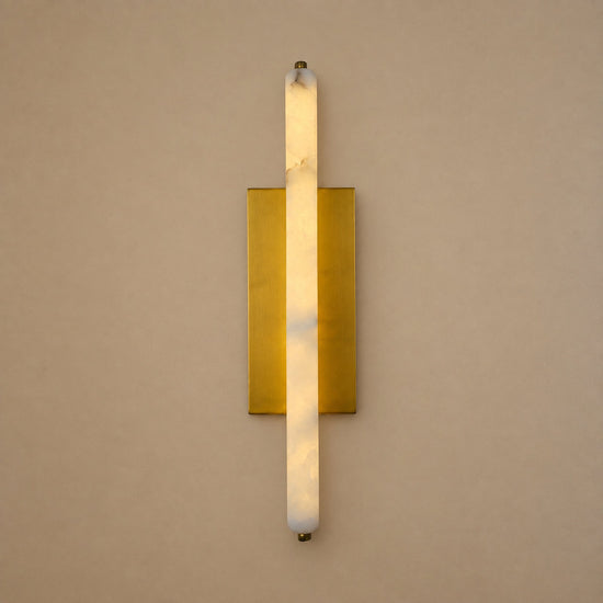 Tricolordeer 25-inch Alabaster Brass Cylindrical Sconce Pair