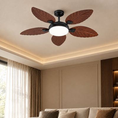 LED Ceiling Fan with Walnut Leaf Blades